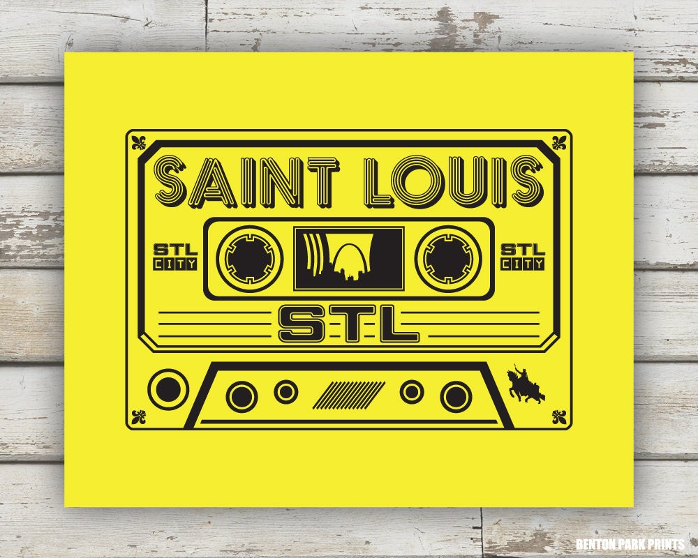 Stampa cassetta STL, cassetta Saint Louis, stampa cassetta St Louis, arte St Louis, poster STL, segno St Louis, skyline di St Louis