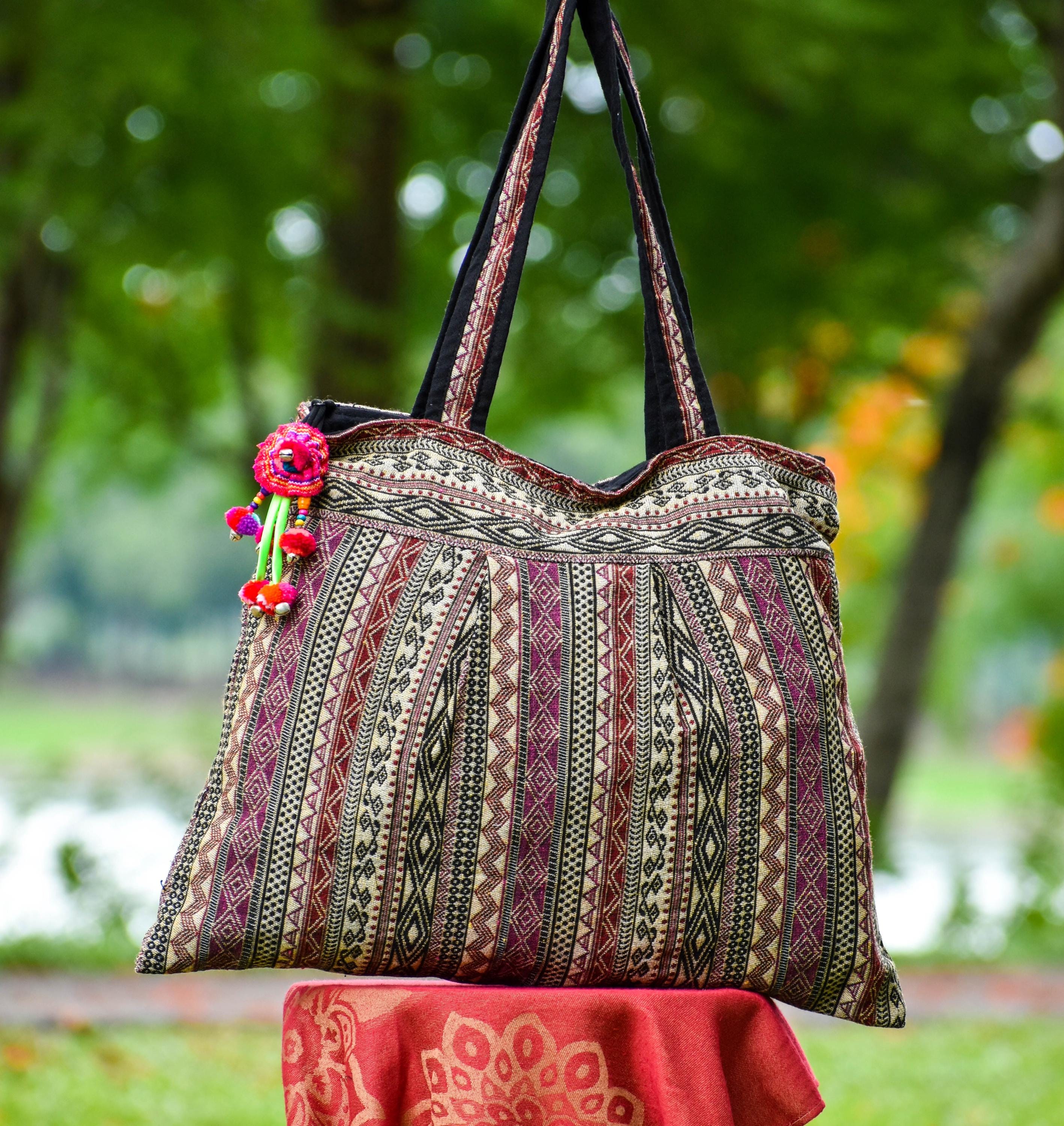 Borsa tote grande, borsa tote vivace, borsa tote hippie, borsa della spesa, borsa tote boho, borsa della spesa, borsa a tracolla, borsa viola, regalo