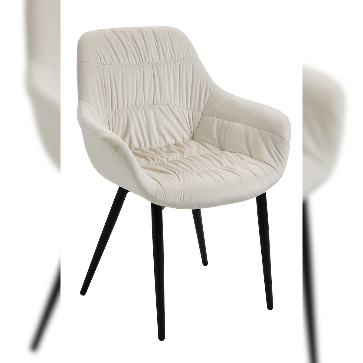 SalesFever Armlehnstuhl | Samt (100% Polyester) | B 63 x T 61 x H 81,5 cm | Creme Image
