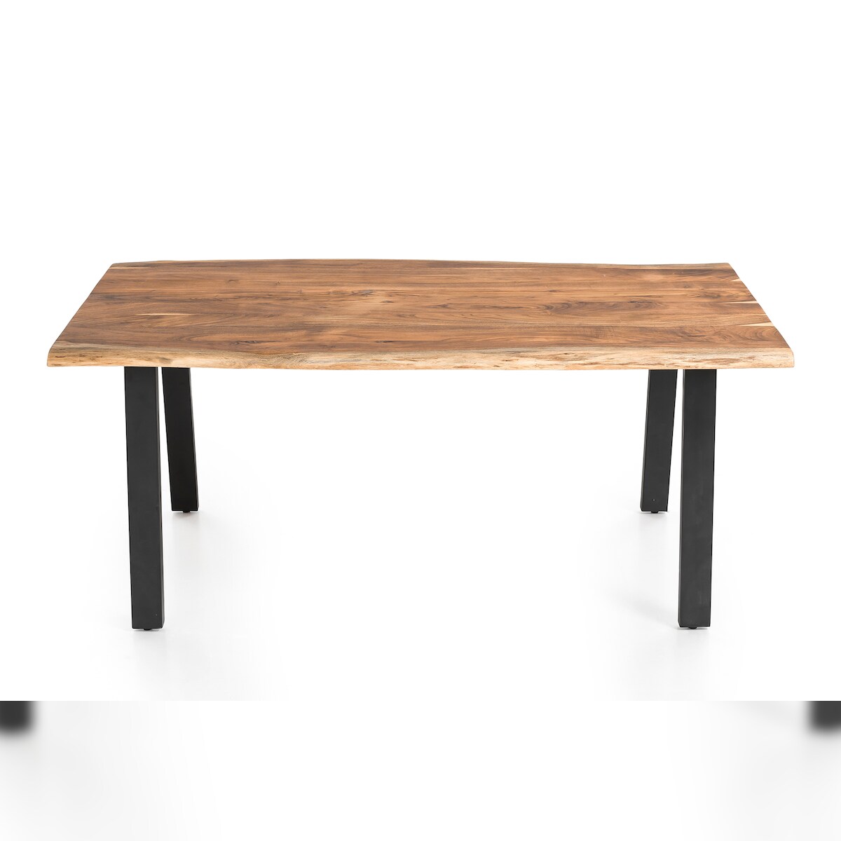 SalesFever Massiver Esstisch 3,5 cm Akazie Natur Baumkante 240 x 110 V-Gestell Schwarz Image