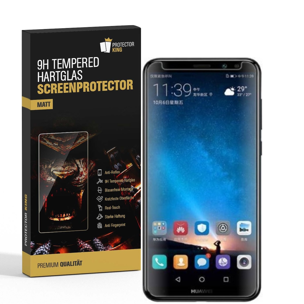 1x 9H Hartglasfolie für Huawei Mate 10 Lite Panzerfolie Displayschutzfolie MATT Panzerglas Schutzfolie Image