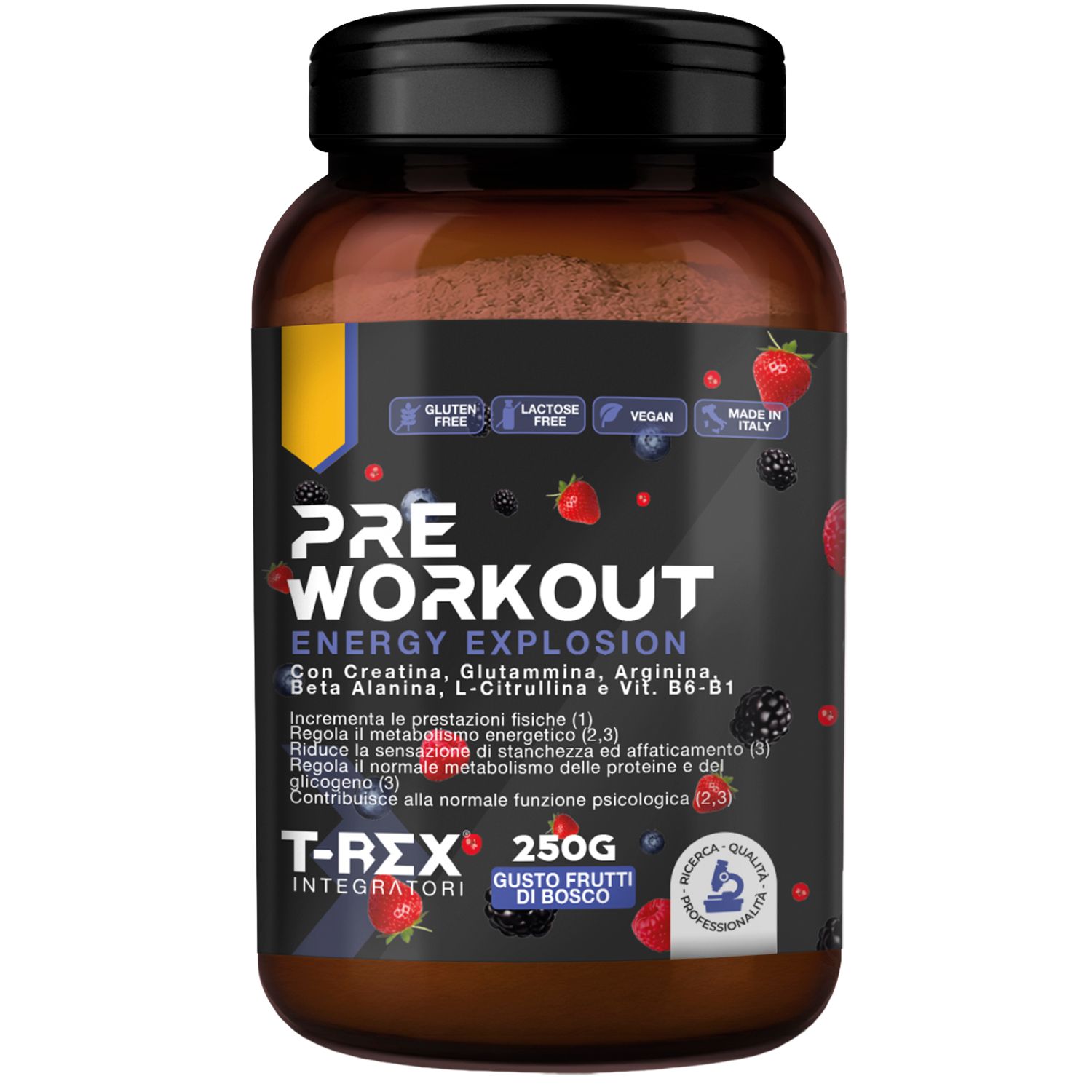 T-Rex Integratori Pre Workout frutti di bosco 250 g Polvere