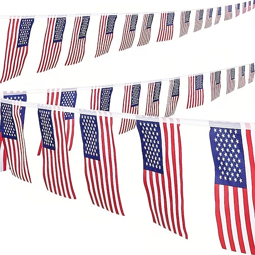 40 drapeaux américains, bannières de drapeaux américains, décorations du 4 juillet, décorations festives, décorations de fête, décorations extérieures, décorations de la fête de l