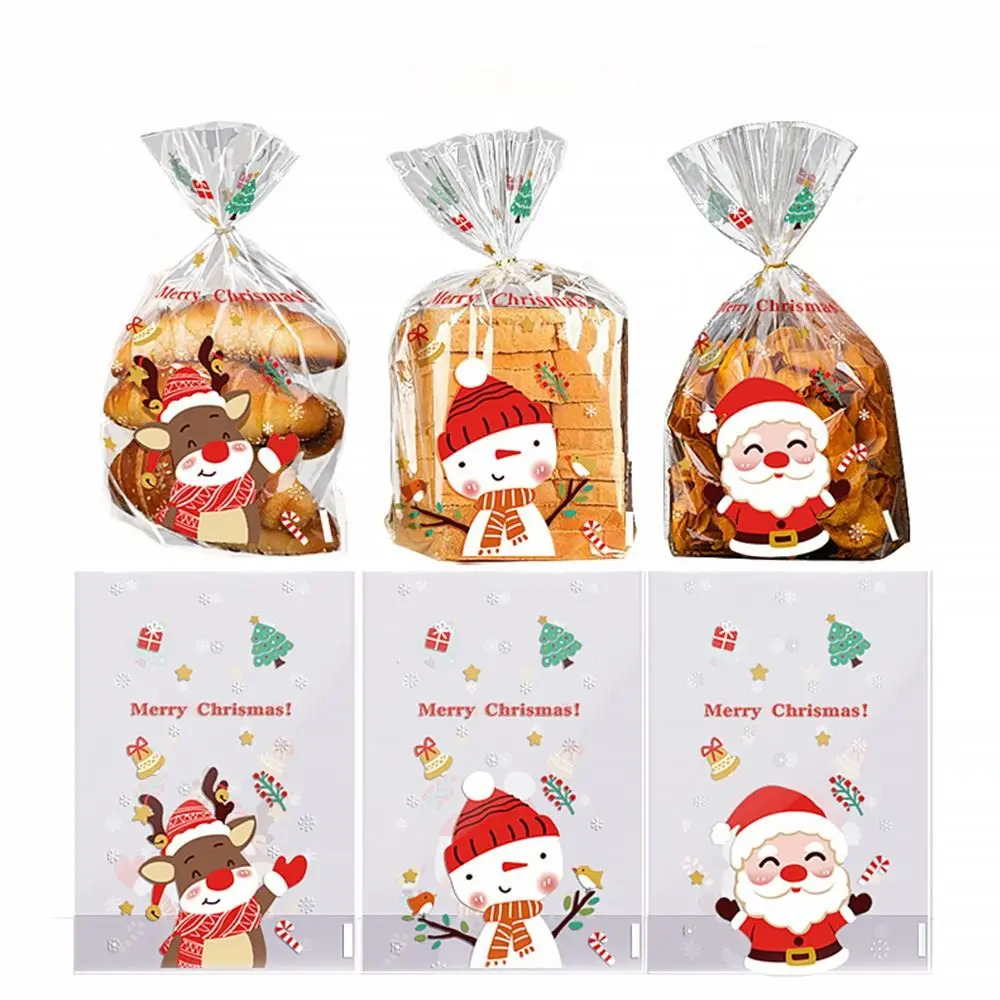 50 Stück Frohe Weihnachten Weihnachten Süßigkeitenbeutel Kekse Snack Plastiktüten Weihnachtsverpackungsbeutel Schneeflocke Gebäck Geschenkpakete Image