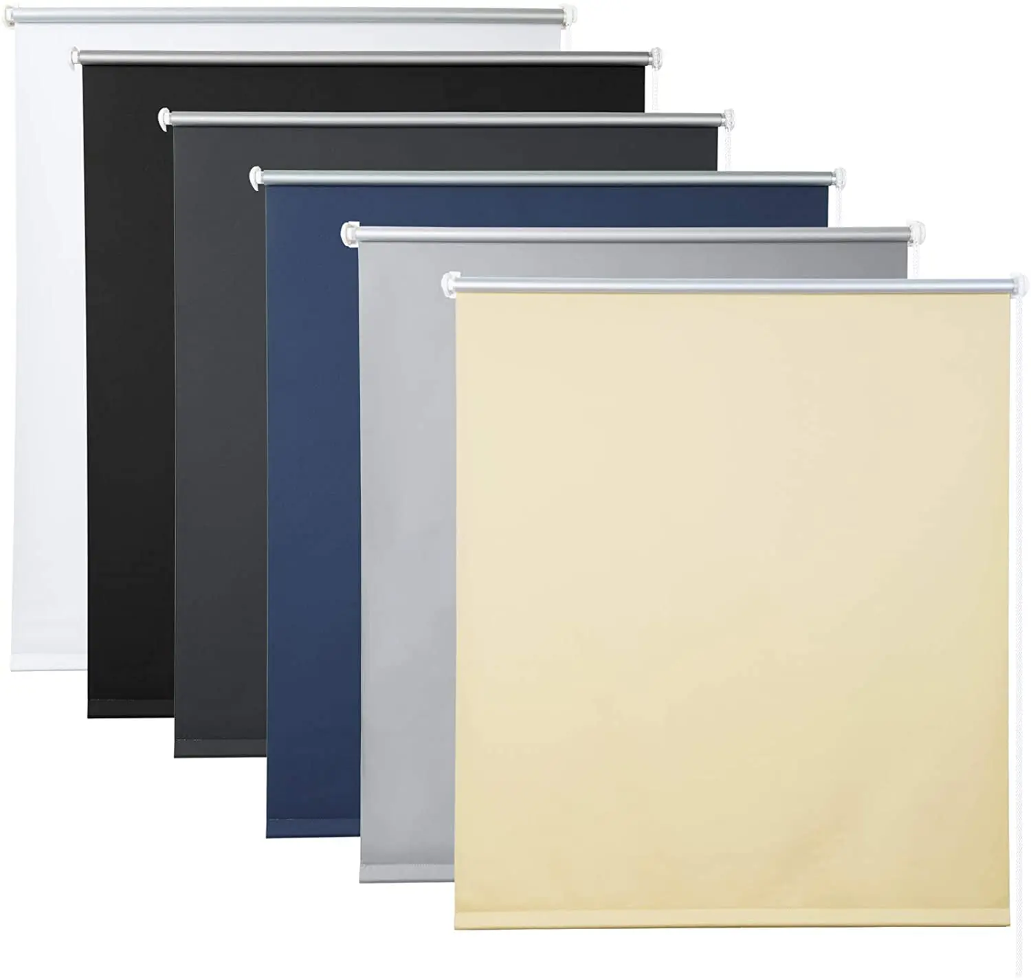 Verdunkelungsrollo ohne Bohren, Thermo-Rollo mit seitlichem Zug, blickdichter Sichtschutz und Sonnenschutz für Fenster, Türen und Küche Image