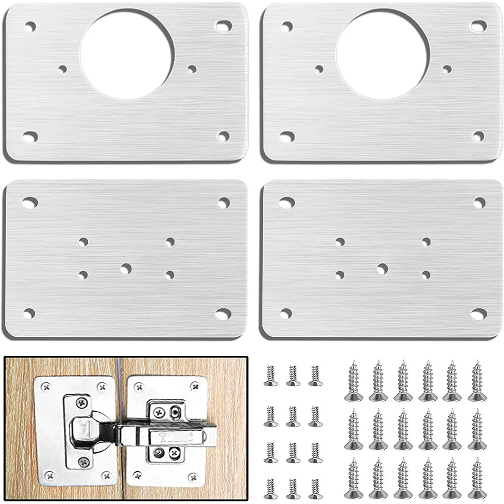 Montage Platte Set Edelstahl Scharnier Befestigung Platte Schrank Tür Wartung Montage Platte Restaurator Installer Schrank Scharnier Image