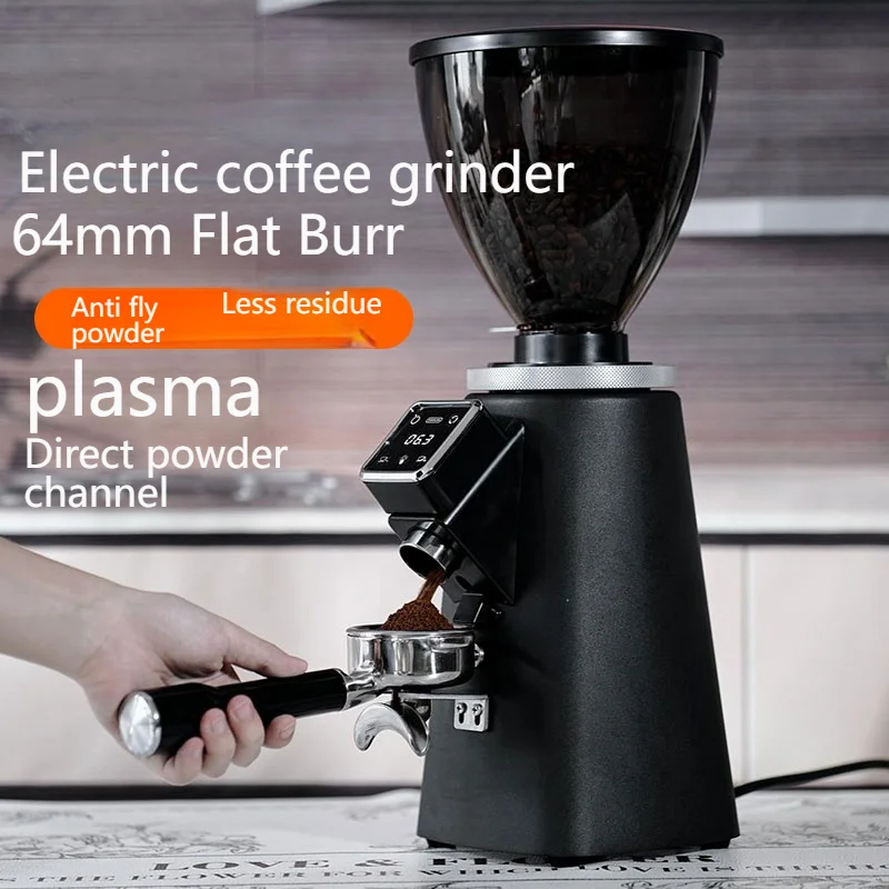 CAFOVO G1005 Kommerzielle Kaffeemühle, 64 mm, flacher Grat, Plasma, antistatisch, für Espresso, zum Übergießen von French Press Kaffeemühle Image