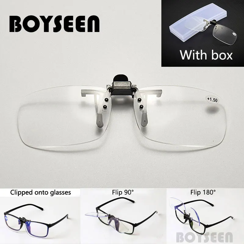 BOYSEEN Brillenclip mit Presbyopie plus +0,5~+3,5 Lesebrille Cilp mit Etui kann auf Myopie-Brillen befestigt werden zur Verwendung Image