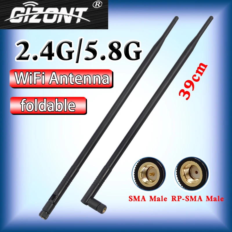 Externa WiFi-Antenne 2,4 G 5,8 G 12 dBi Gewinn RP SMA-Stecker faltbare Antenne für drahtlose Netword-Karten-Router-Netzwerk-Booster-Antenne Image