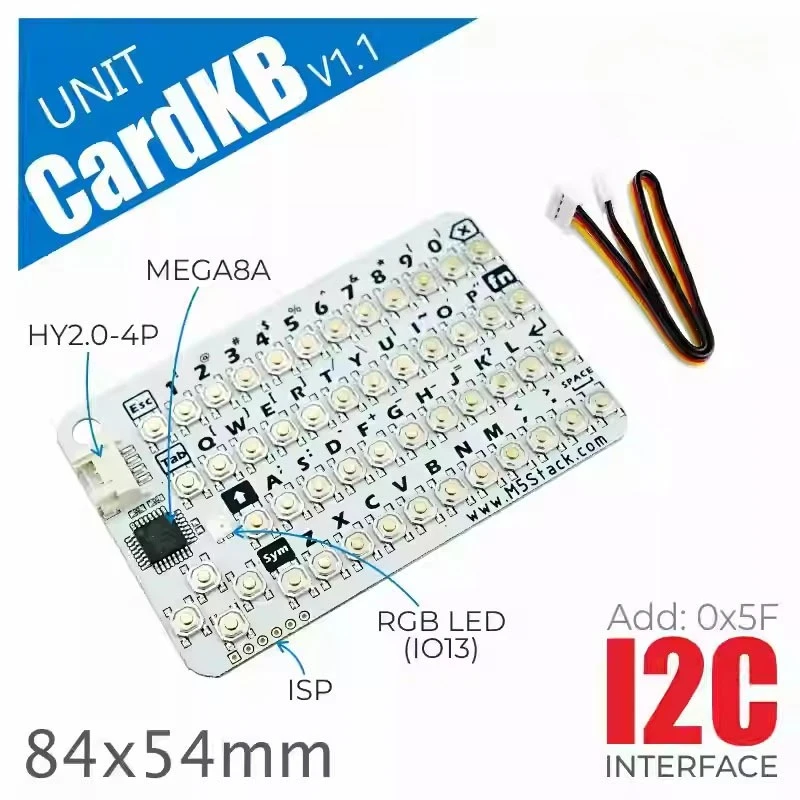 M5Stack Unit CardKB v1.1 Matrix-Tastaturkarte Tastatureinheit 50-Tasten MEGA8A Image