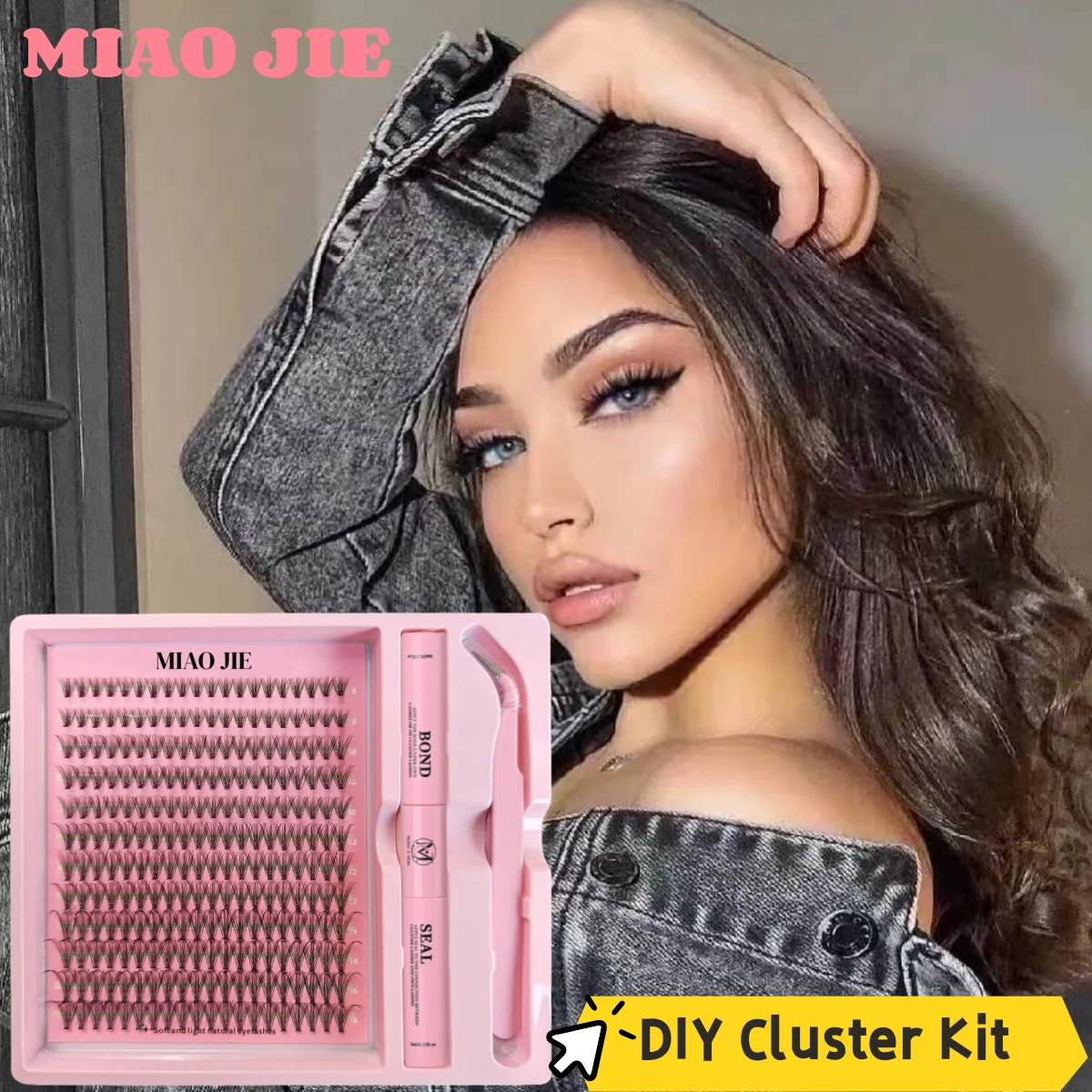 MAIOJIE DIY Wimpern-Cluster-Set 8-16mm Mix Kleber & Versiegelung Pinzette Wimpern-Set für Selbstapplikation Make-up Einzelne Wimpernverlängerungen Image