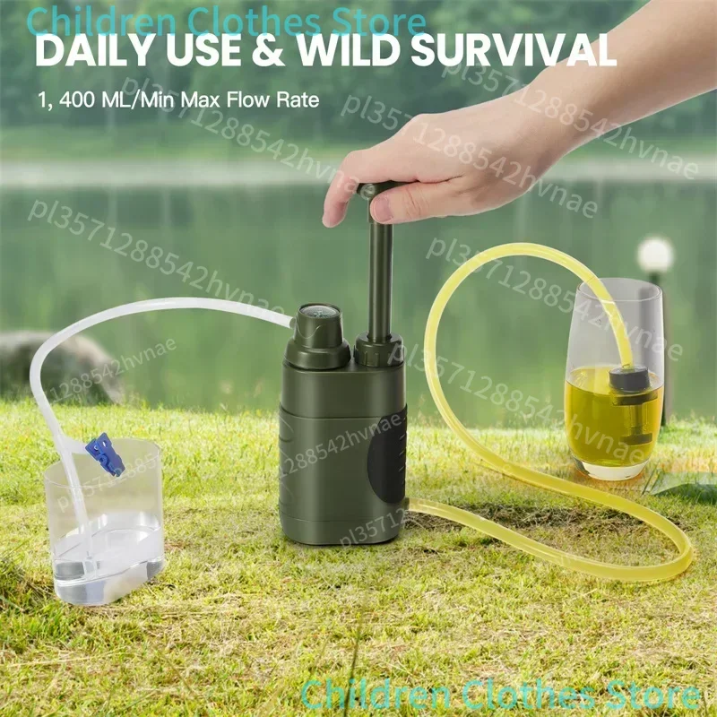 Outdoor-Wasserfilterpumpe 3-Stufen-Wasserfilter 0,01 Mikron Notfall-Tragbarer Wasserfilter für Wandern Überlebensausrüstung Camping Image