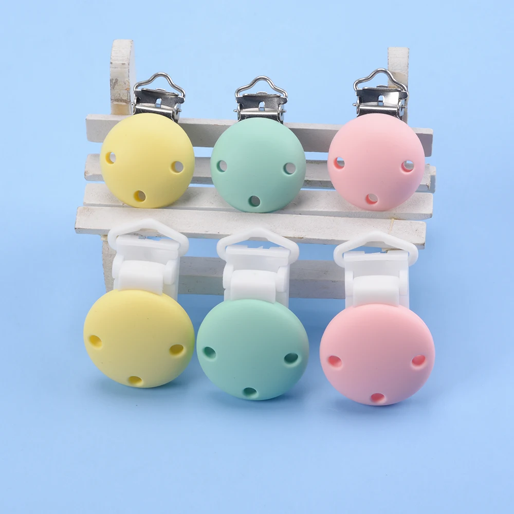 Lofca 5 Stück Silikon-Clips, rund, Baby-Schnuller, runde Clips, DIY-Schnuller für Kette, Stillen, Zahnen, BPA-frei Image