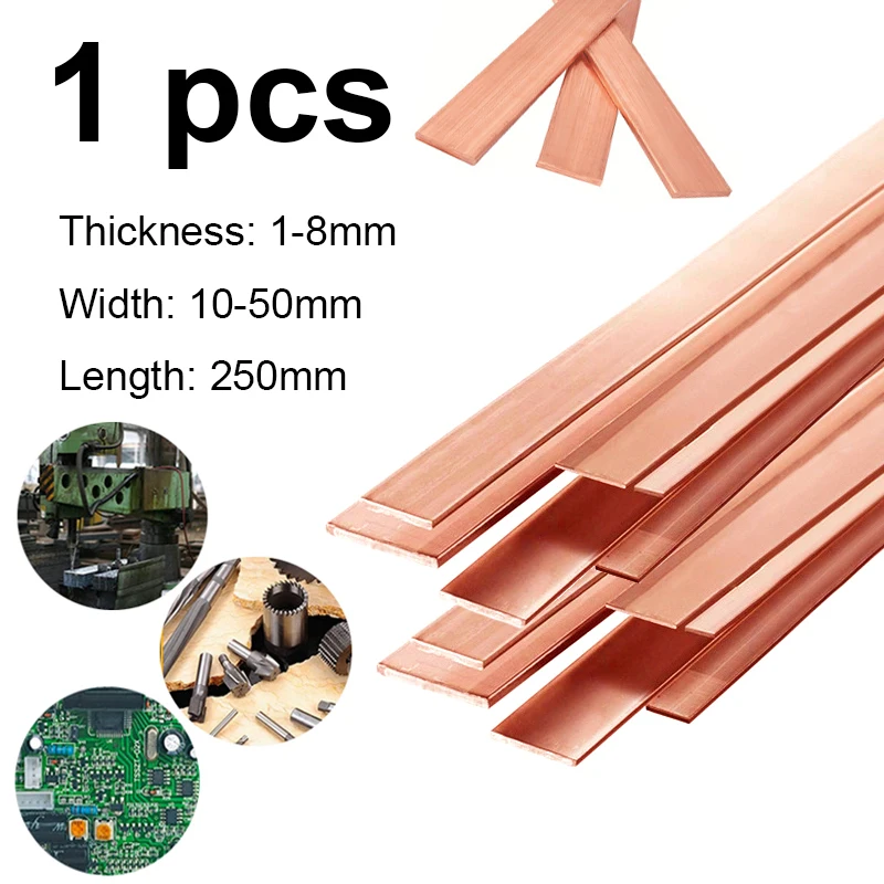 1 Stück 99.9% reine Kupfers tärke 1mm-8mm Kupferst reifen rotes Kupfer kissen Kupfer folie Kupferplatte stange DIY CNC-Material Image