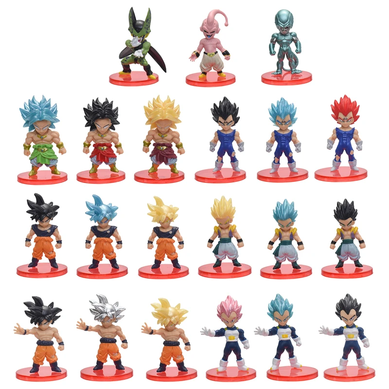 21 Teile/satz Dragon Ball Z Anime Figur Spielzeug Son Goku Majin Buu Vegeta Frieza Broli Zelle PVC Cartoon Modell Puppen Geburtstag geschenke Image