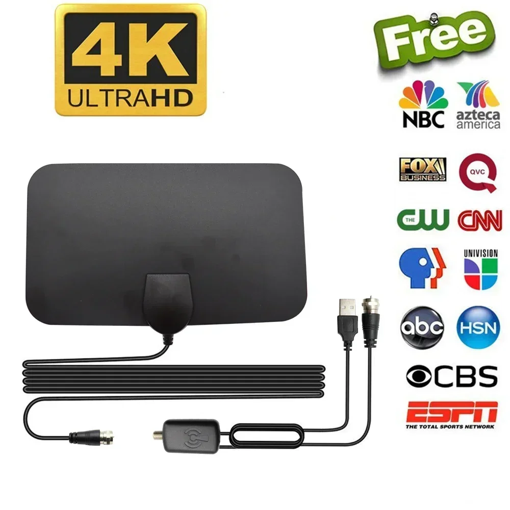 TV-Antenne 4k 25db High Gain HD-TV-DTV-Box Digital EU-Stecker 3000 Meilen Booster Active Indoor Aerial Flat Design Image