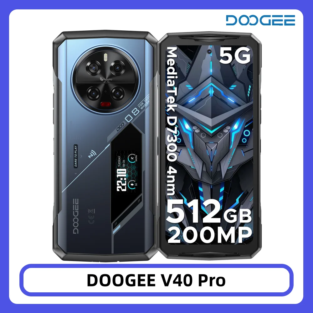 DOOGEE V40 Pro 5G Robustes 36 GB 512 GB MTK-Abmessung 7300 6,78 Zoll FHD+ Display 200 MP Kamera 8680 mAh Akku NFC-Gaming-Smartphone Image