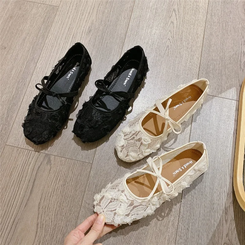 2026 Frühling Spitzenblumen Damen Mary Jane Schuhe Modische Slip-On Komfort Streetstyle Weiche Sohle Damen Flache Schuhe Image