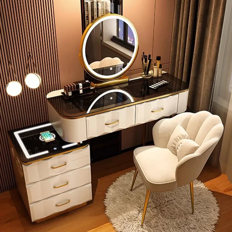 Make-up Schwarzer Schminktisch für Kinder, Damen, Herren, Wohnzimmer, Spiegel, Schminktisch, große moderne Coiffeuse-Möbel für Schlafzimmer