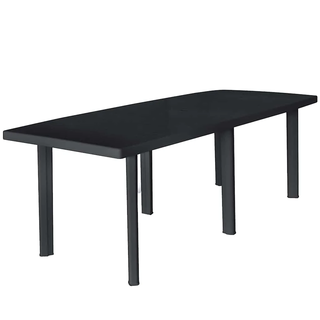 Anthrazitfarbener Gartentisch, 216x90x72 cm, Kunststoff, moderner, wasserdichter Gartentisch aus Holz, für Terrasse, Hof, Freizeit (nur Tisch)