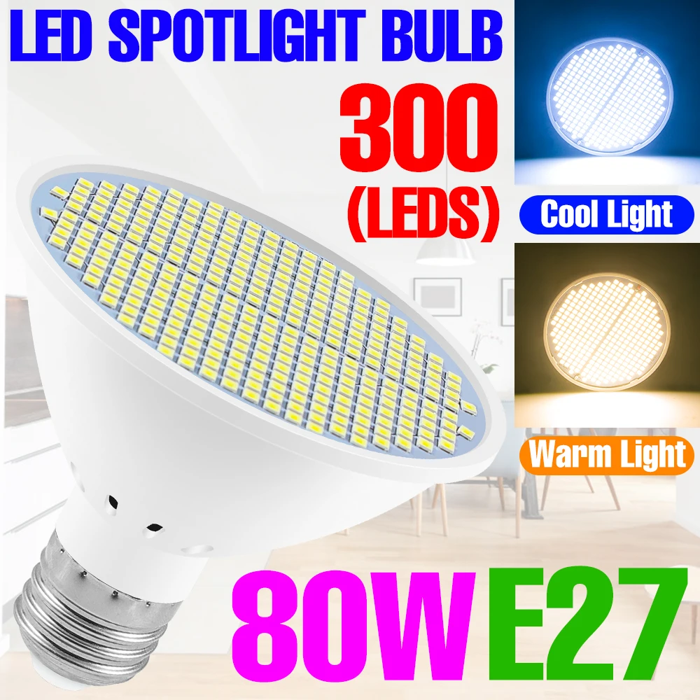 LED-Birne E27 Strahler 220V Lampe 30W 50W 80W Warmweiß Glühbirne LED Kronleuchter 110V Deckenleuchte für Zuhause Wohnzimmer Schlafzimmer