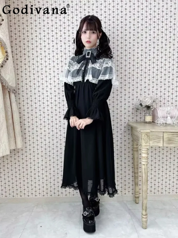 Plus Größe L-5XL Neue Spitze Mode Mine Mantel Frühling Kleid Schal Kleid Schlank Nette Schleife Elegante Langarm Oversize Damen Kleid