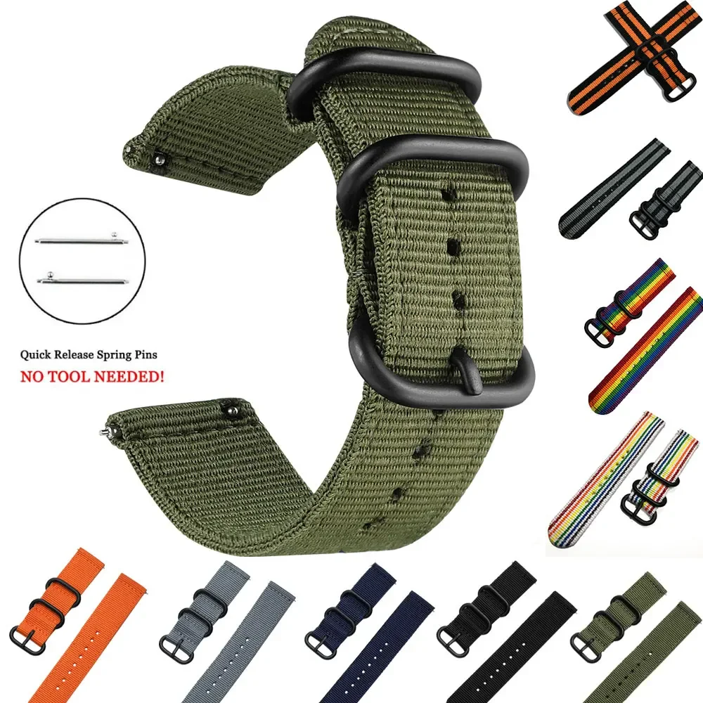 18mm 24 22mm 20mm Gewebtes Nylon-Uhrenarmband Sportarmband für Samsung Galaxy 7 4 5 6 Gear S3 Classic Active 2 für Amazfit Stoffband Image