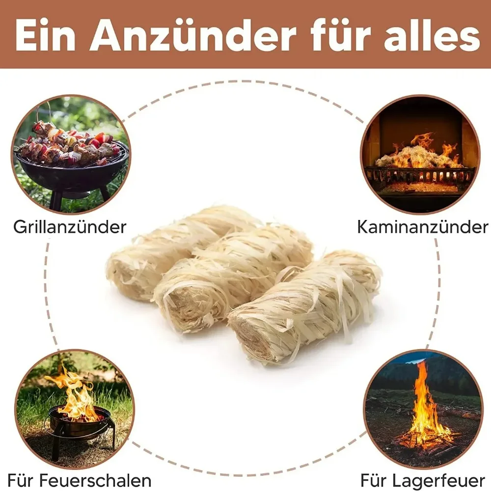 Natürliche Wachs-Holz-Feueranzünder 30/60/100 Stück für BBQ, Kamin, Ofen, Holzkohleanzünder, Outdoor-Camping Image