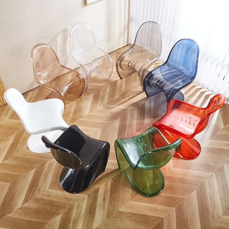 Stuhl im Art-Deco-Stil, leichter Luxus-Esszimmerstuhl, transparenter Kunststoffstuhl im Internet-Celebrity-Stil, nordischer Stuhl für Zuhause, moderner, einfacher Make-up-Hocker mit Rückenlehne Image