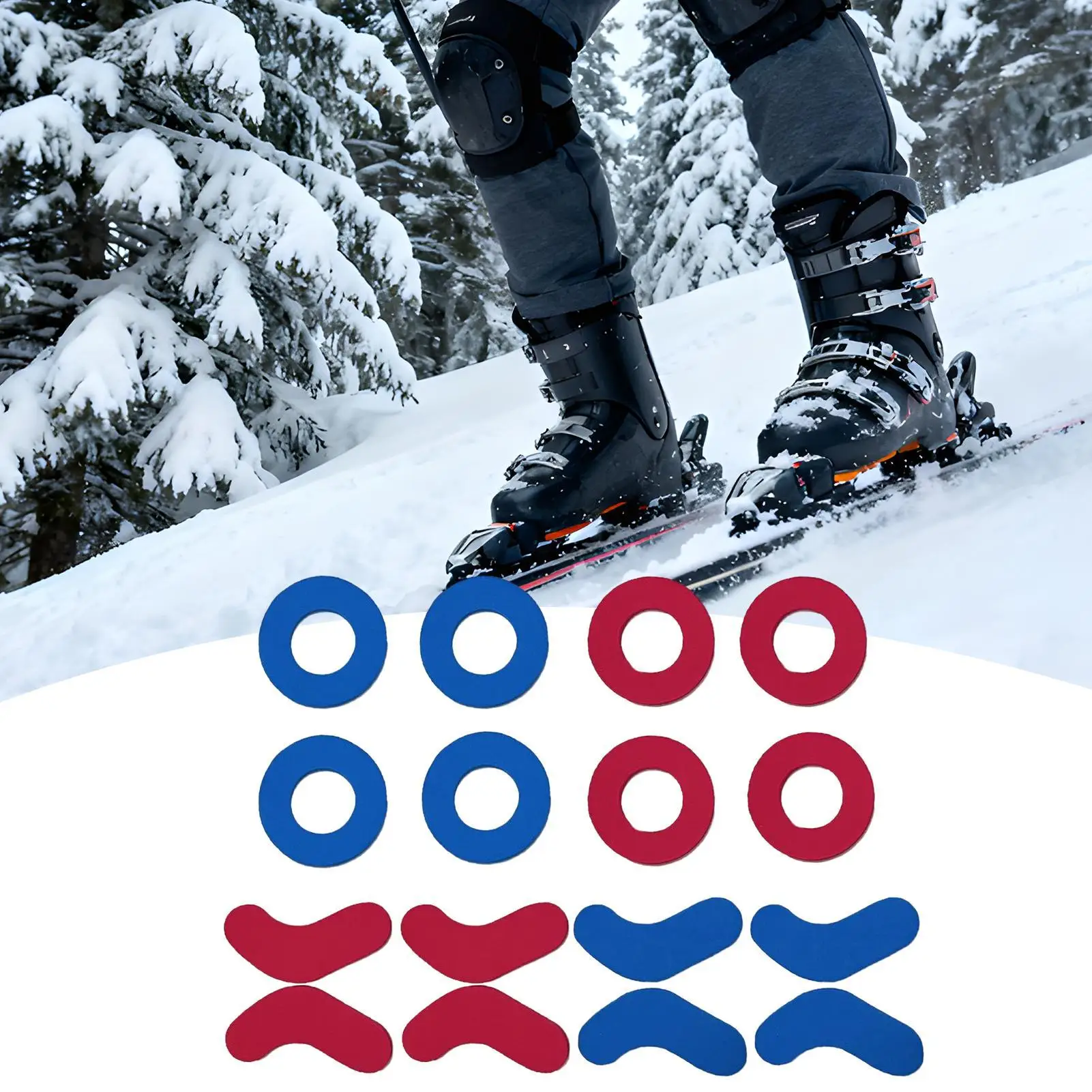 16-teiliges Ski- und Snowboard-Stiefelpolster-Set zur Stoßdämpfung, Fersen- und Knöchelpolsterung, Reduziert Reibung, Blasen und Fersenlift, Stiefel-Anpassungshilfe Image