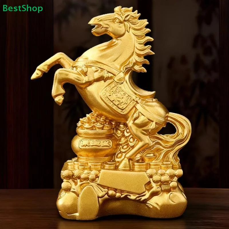 〔R〕Goldene Pferdestatue – chinesische Feng Shui-Figur „Sofortiger Erfolg“ für die Dekoration von Zuhause und Büro Image