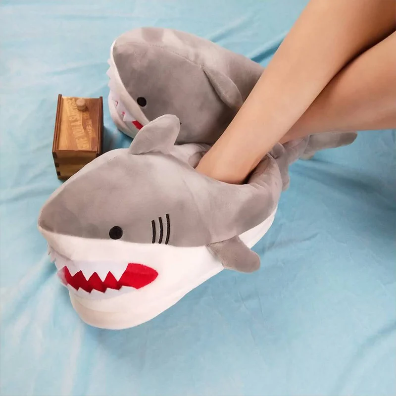Lustige Haus Hausschuhe Unisex Designer Shark Schuhe Mädchen Halten Warme Schlafzimmer Fell Rutschen Frauen Schuhe 2022 Neue Ankunft Tier Pantoffel