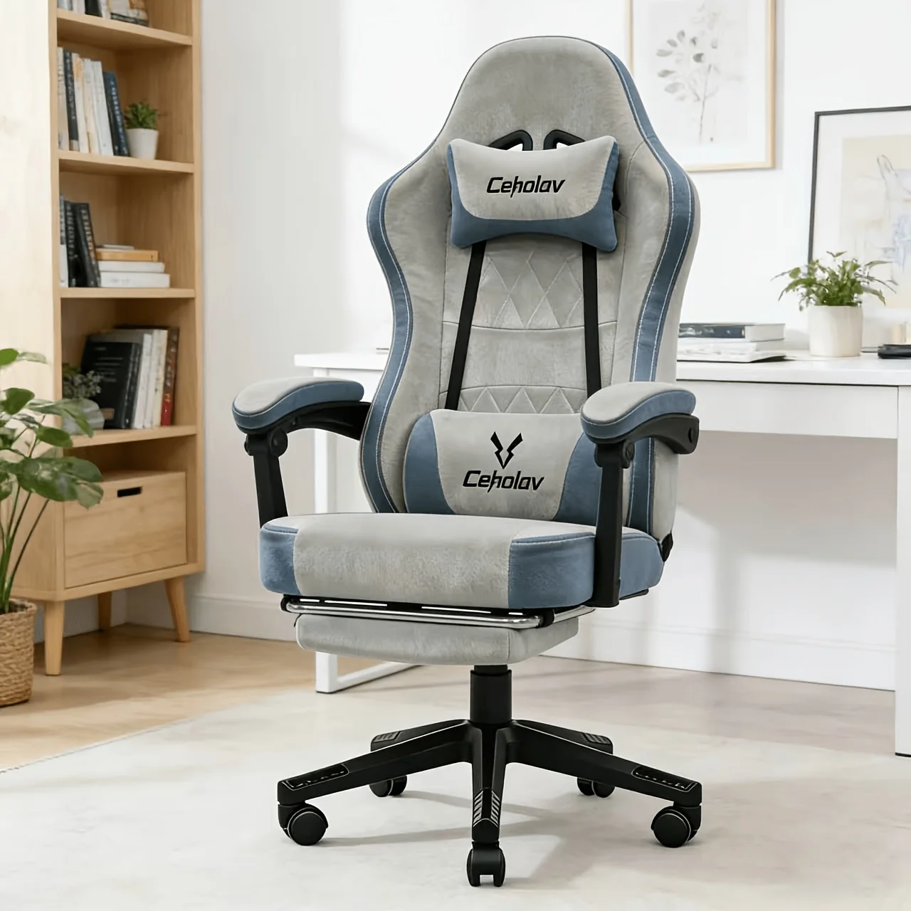 135 ° Verstellbarer Gaming-Stuhl mit Fußstütze, Ergonomischer Hochlehner-Computerstuhl, Atmungsaktiver Bürostuhl für Erwachsene