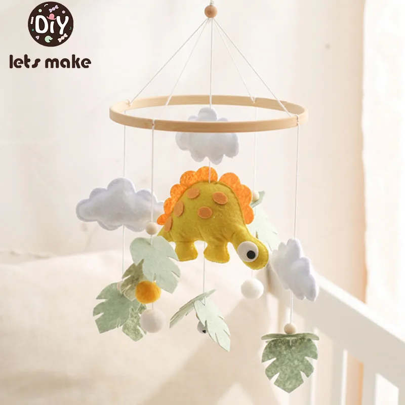 Cartoon Dinosaurier Baby Rassel Spielzeug Holz mobile musikalische Bett Glocke hängen Spielzeug 0-12 Monate Neugeborene Baby Krippe Geschenk halter Halterungen Image