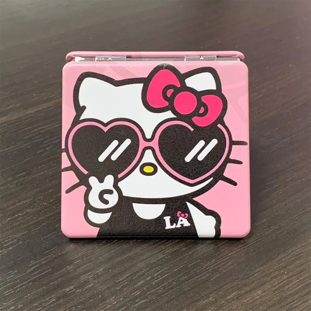 Neuer tragbarer kleiner Spiegel, Sanrio tragbarer Klappspiegel, doppelseitiger Muster-Make-up-Spiegel, Geschenk für Mädchen Image