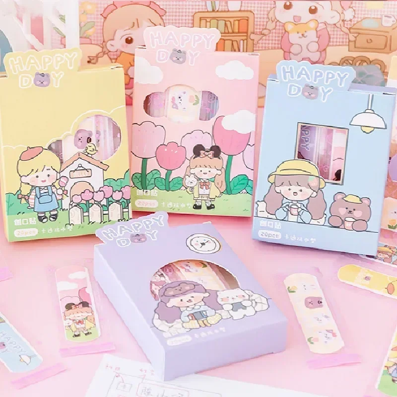 20 teile/los niedlichen kawaii Cartoon gemusterten Heftpflaster Bandagen Erste-Hilfe-Patch Bandaids Notfall Kit Wund pflaster für Kinder Image