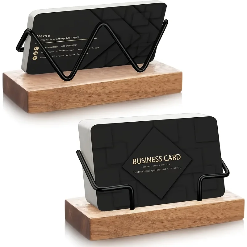 1 Stück Holz-Visitenkartenhalter für den Schreibtisch, Holz-Visitenkartenständer, Postkartenhalter für Büro und Zuhause