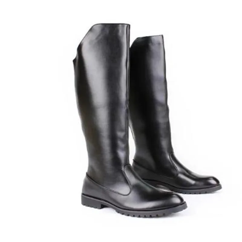 Herrenstiefel im britischen Stil, für Motorradfahren und Reiten, kniehoch, lässig, mit Reißverschluss, Cowboy-Lederstiefel, Größe 37-46