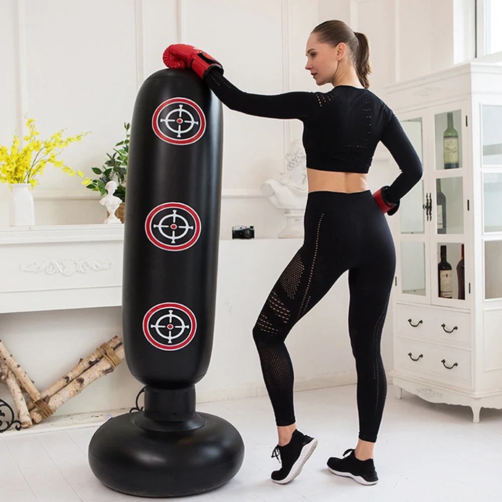 Aufblasbarer Boxsack – freistehende Boxsäule für Heimfitness, selbstaufziehendes Stressabbau-Spielzeug für Erwachsene Image