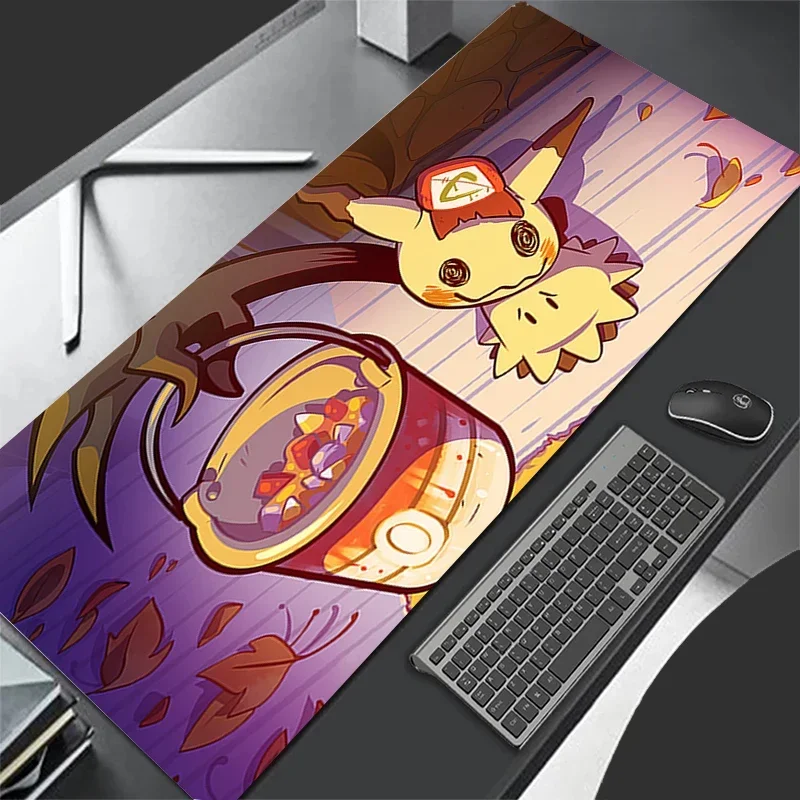 Großes Gaming-Mauspad aus Leder für Büro und Gamer, Pokemon Mimikyu Schreibtischunterlage, Anime Gaming Notebook PC Mauspad Image