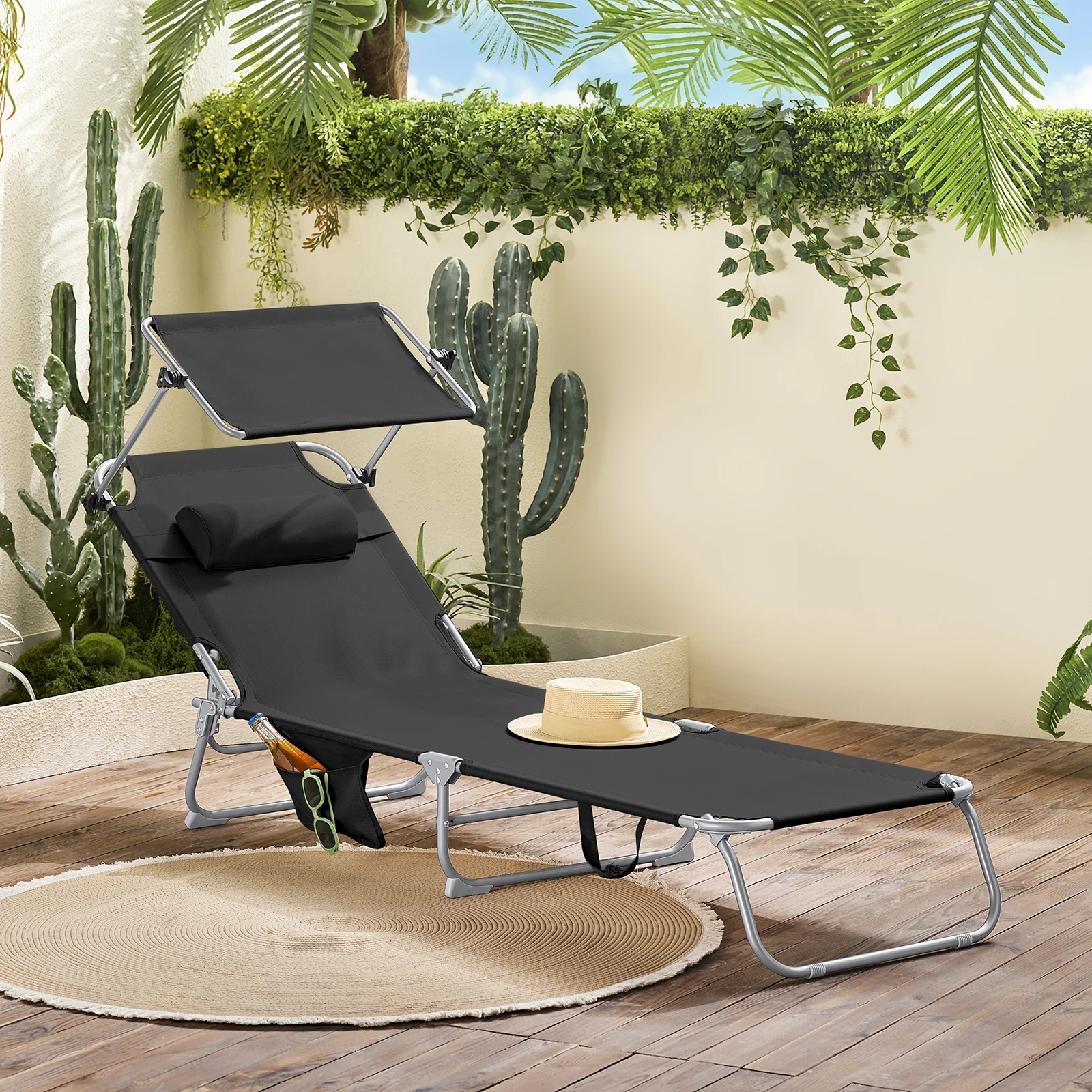 SoBuy OGS48 Schaukelliege mit Seitentasche Gartenliege Relaxstuhl Schwungliege für Gärten, Höfe, Strände, Balkone Image