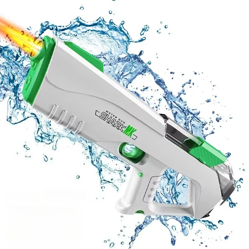 2026 Elektrische Wasserpistole für Kinder mit Leuchtfunktion, wiederaufladbar, automatischer Wasseraufnahme, Hai-Blaster, Sommer-Outdoor-Pool-Spielzeug Image