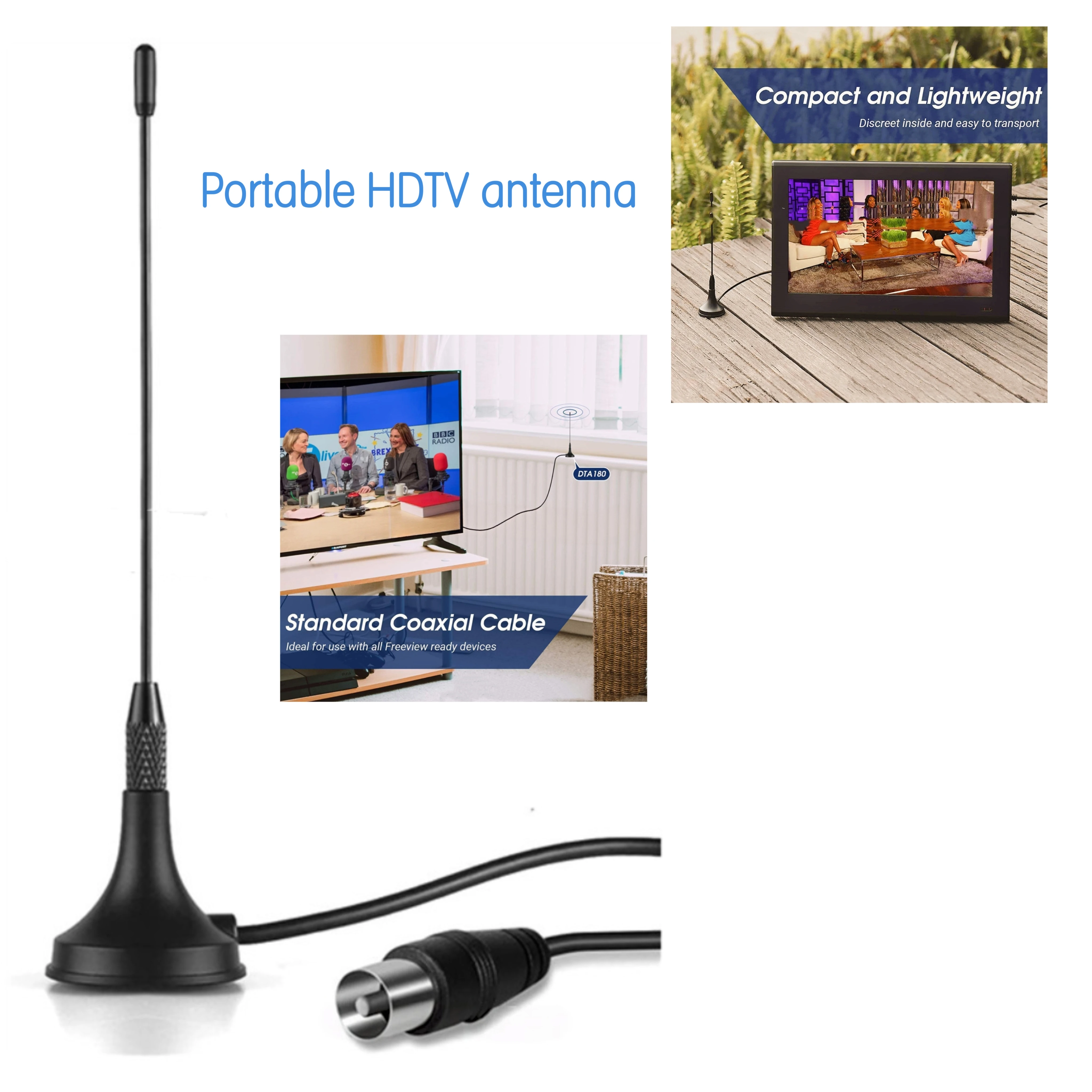 Tragbare Freeview HDTV digitale Indoor- und Outdoor-TV-Signalempfang 5 dBi DVB T Mini-TV-Antenne Image