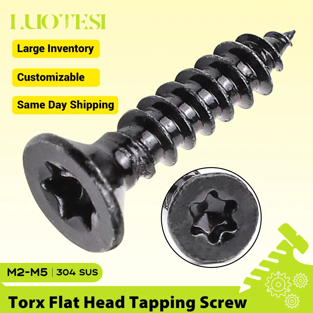 Sechskant-Senkkopfschraube mit Torx-Antrieb, selbstschneidend, aus schwarzem Edelstahl, M2 M2.6 M3 M3.5 M4 M4.2 M5 Image