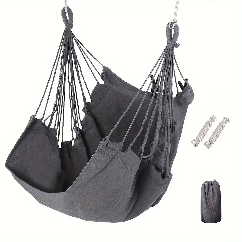 1-teiliger Freizeit-Hängesessel aus Stoff – Outdoor-Schaukel mit Kippschutz und Aufbewahrungstasche für Terrasse, Wohnheim, Garten