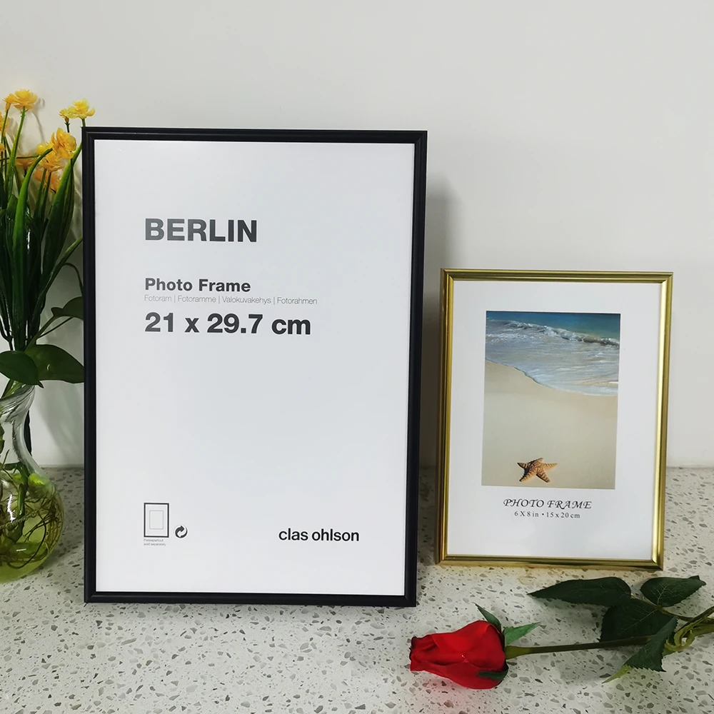 Aluminium-Bilderrahmen, klassischer Zertifikatsrahmen zum Aufhängen an der Wand, mit Kunststoff-Glas-Metall-Fotorahmen für Bilder, Posterrahmen Image