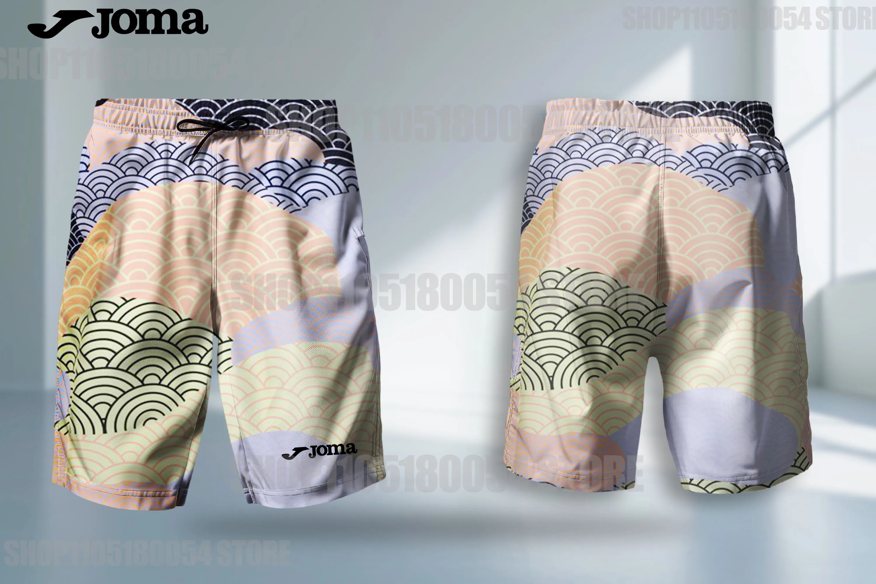 JOMA Neue atmungsaktive 3D-gedruckte Laufshorts für Herren und Damen mit Kordelzug und Taschen aus Polyesterfaser-Sport Image