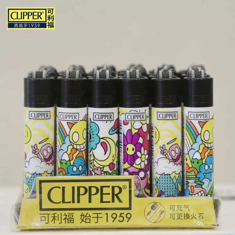 CLIPPER Schleifscheibe Original-Butan-Gas-Feuerzeug, interessantes Persönlichkeitsmuster, nachfüllbare Feuerzeuge, Verwendungskollektion, 24-teilig Image