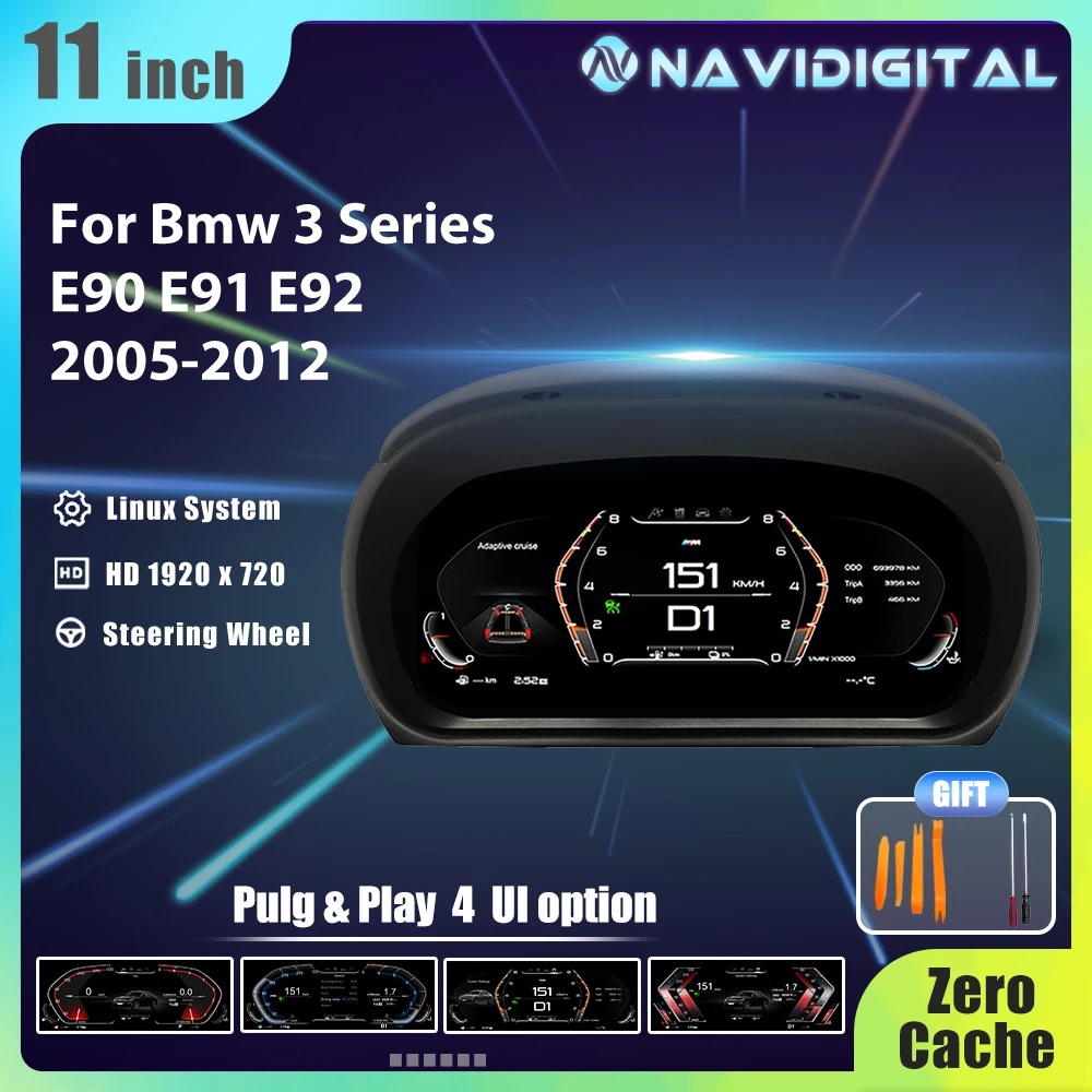 Navigital 11'' zoll Lcd Dashboard Für BMW 3er E90 E91 E92 2005-2012 Jahre Unterstützung Carplay Panel Virtuele Cockpit tachometer Image