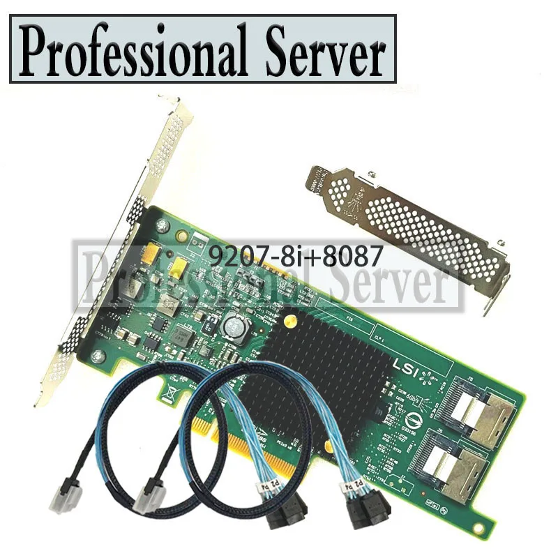 LSI 9207-8i RAID-Controllerkarte 6 Gbs SAS HBA P20 IT-Modus für ZFS FreeNAS unRAID RAID-Expanderkarte + 2 * 8087 SATA-Kabel Image